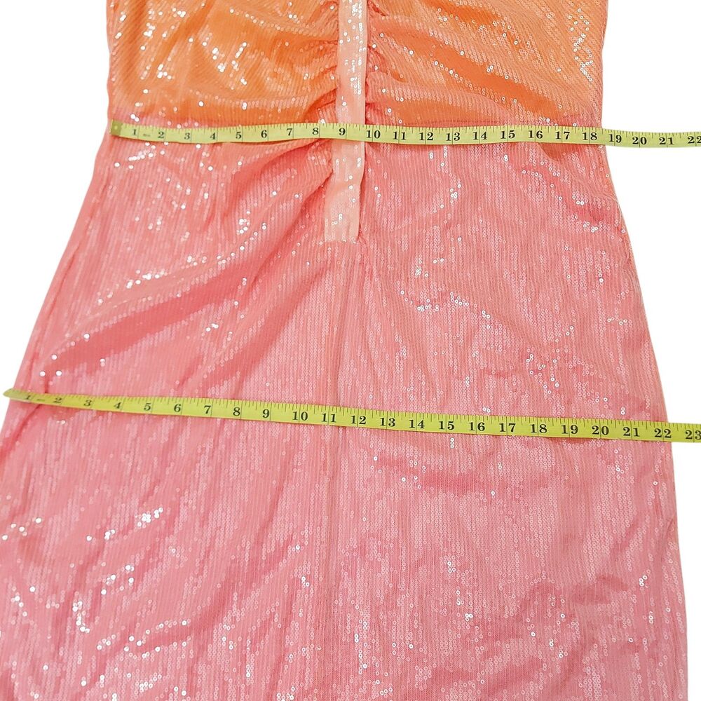 Eloquii Womens 16 Orange Pink Ombre Sequin Midi Shift Dress Glam Party Cocktail - Picture 12 of 13
